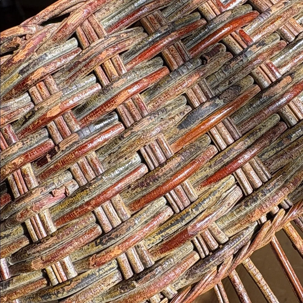 Vintage Woven Round Brown Basket with Patina